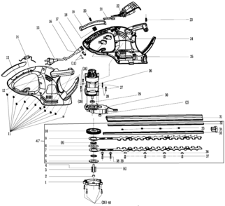 Default Diagram and Parts List for HT190-AR Type 1 Black and Decker Trimmer